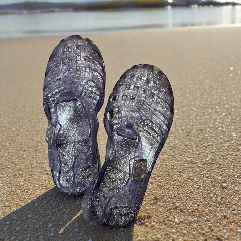 Kids Jelly Glitter Purple Sandals - Picture 2 of 8